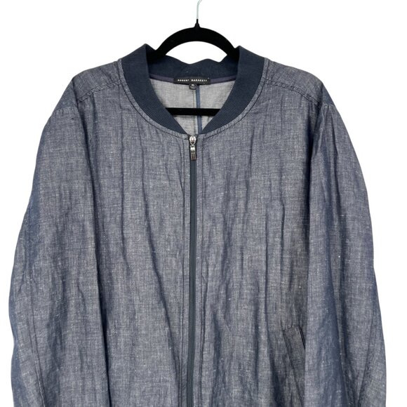 Robert Barakett Harrison Bomber Jacket Cotton Linen Blend Navy Blue Size XL - Picture 4 of 15